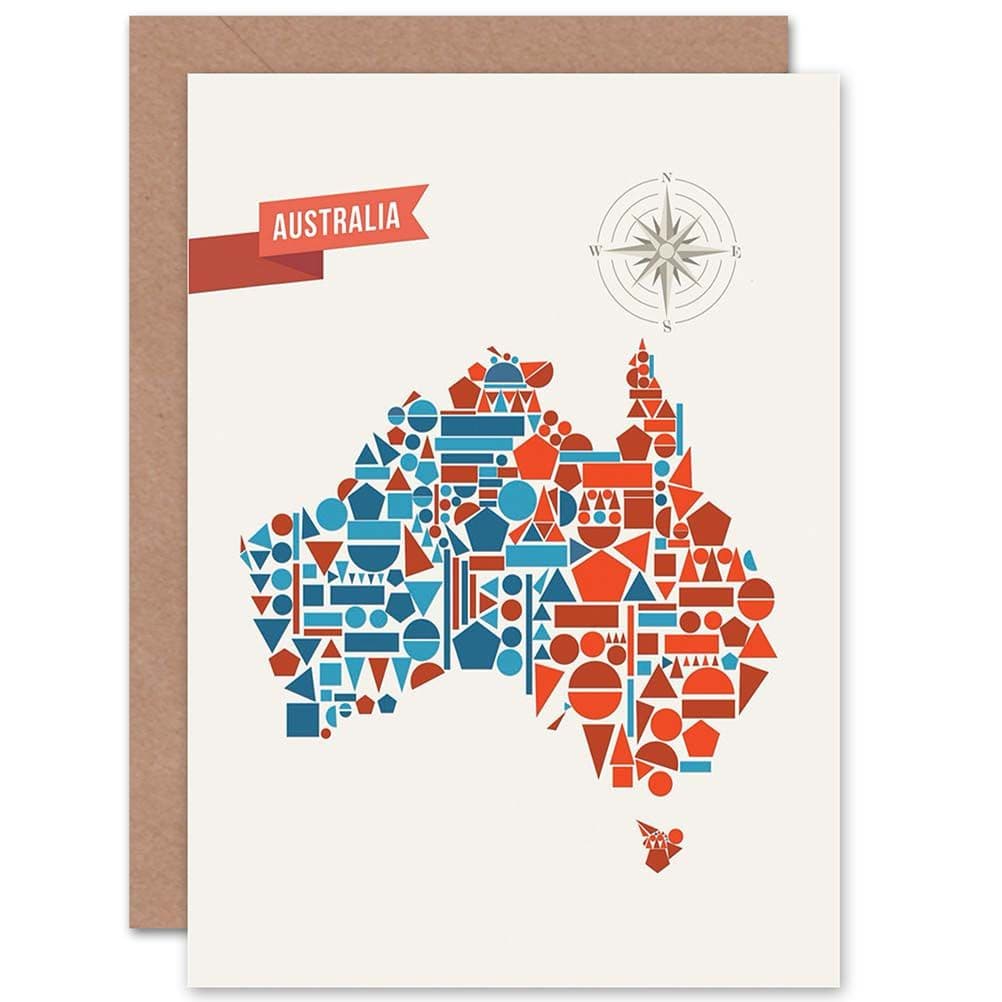 Australia Geometric Map Shapes Birthday Greetings Card