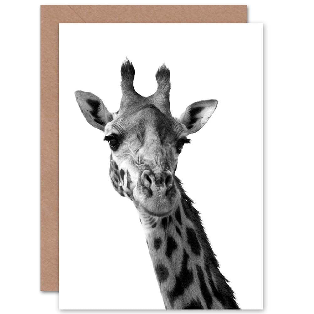 White Giraffe Portrait Face Birthday Greetings Card