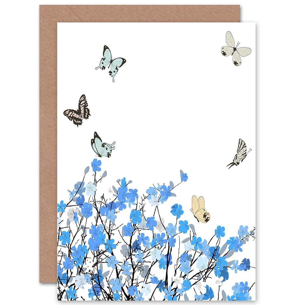 Flowers Butterfly Drawing Greetings Card