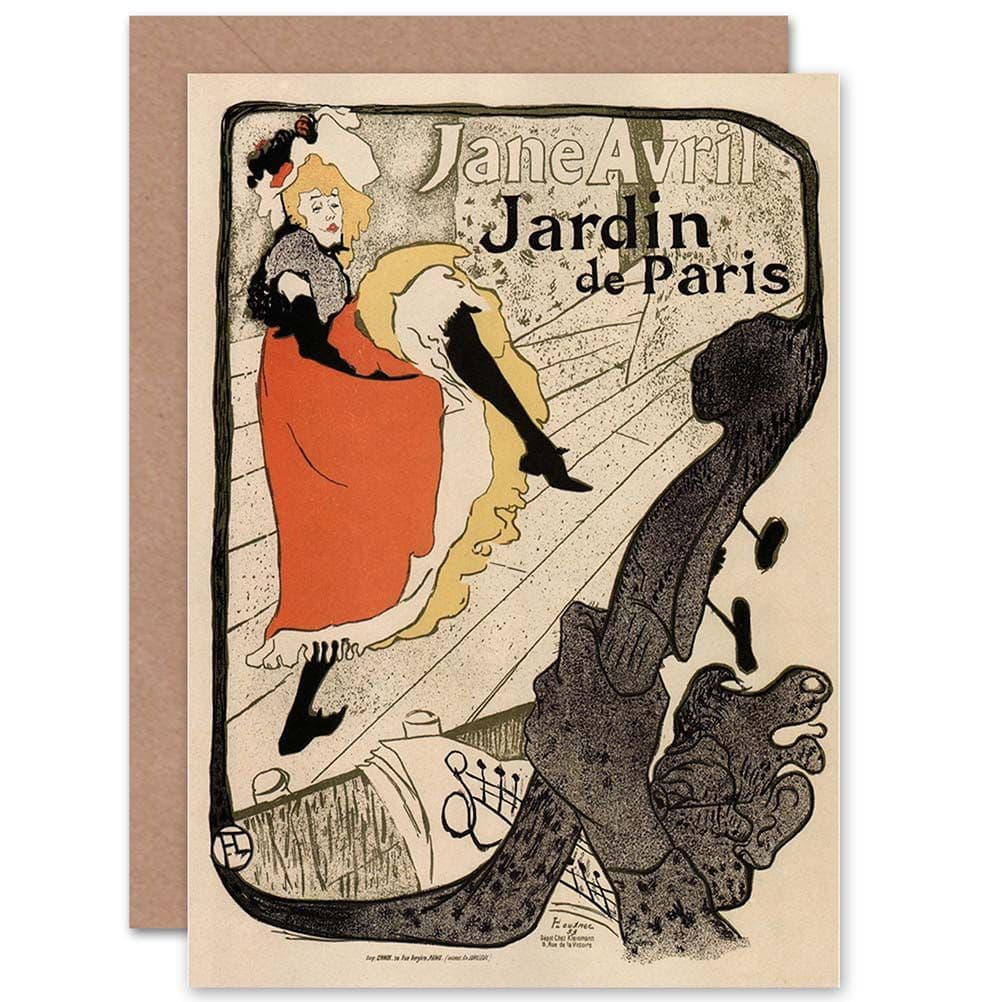 Gardens Paris Jane Avril Toulouse Lautrec France Greetings Card