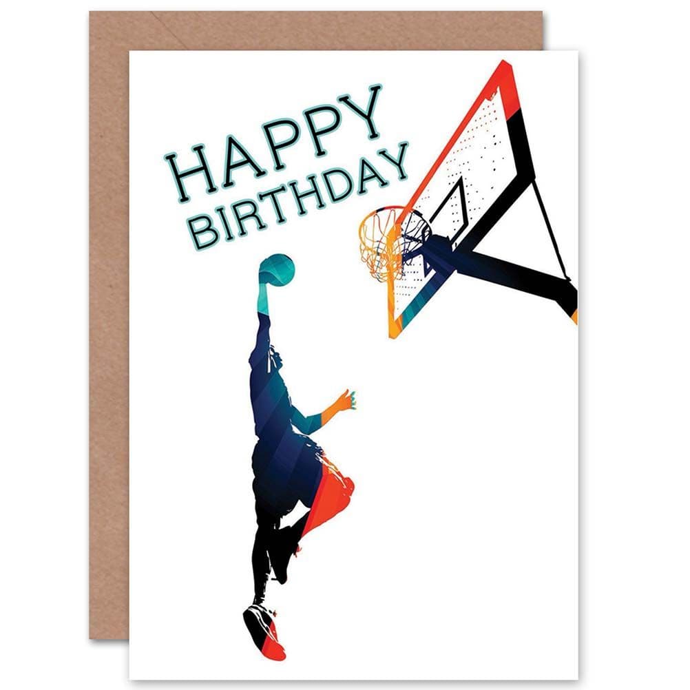 Basketball Slam Dunk Happy Birthday Greetings Card