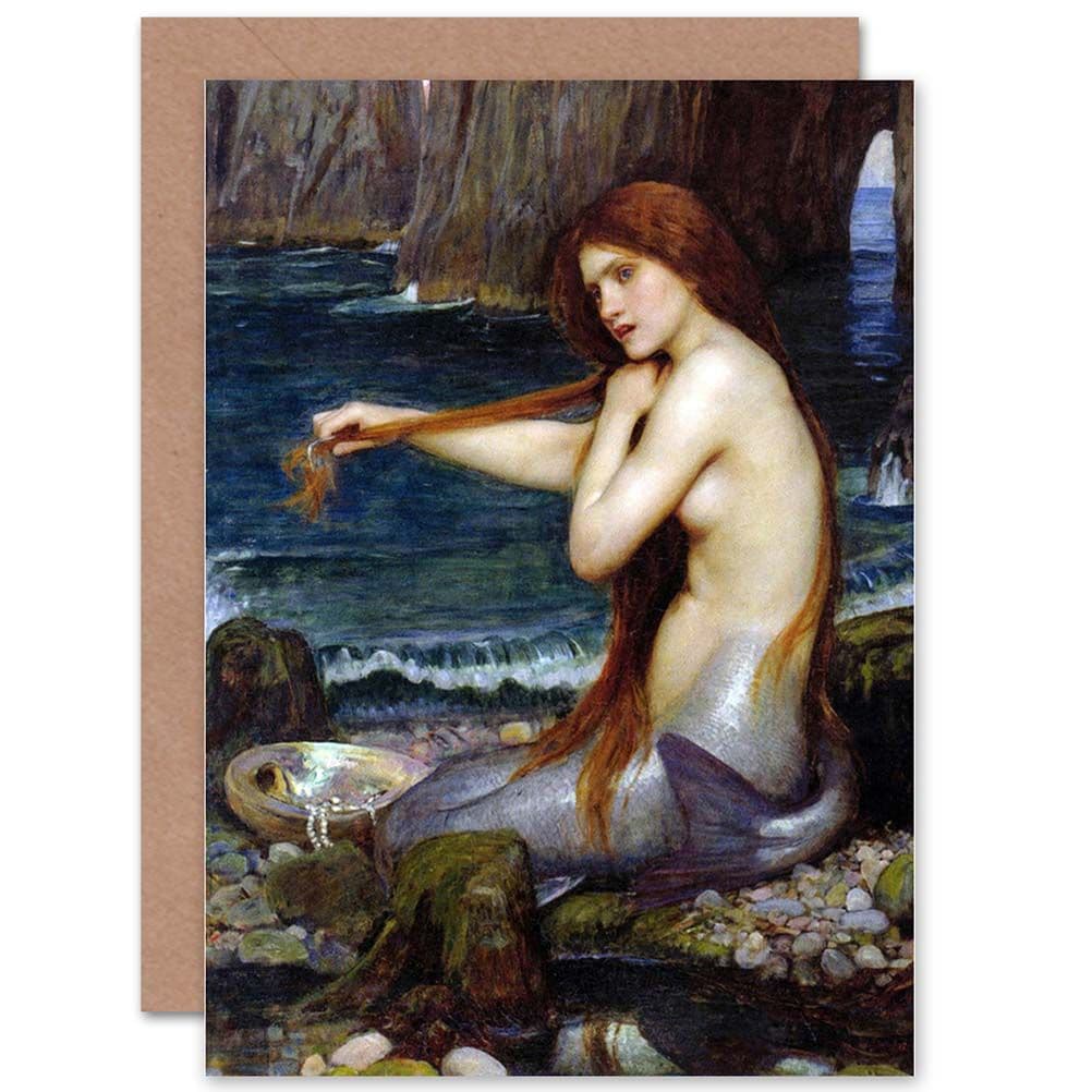 John William Waterhouse Mermaid Old Master Painting Greetings Card