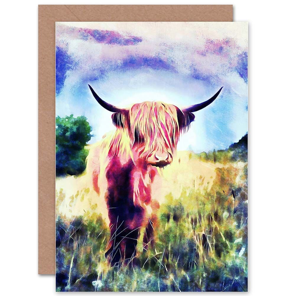 Photo Farm Livestock Animal Highland Cow Calf Scotland Greetings Card