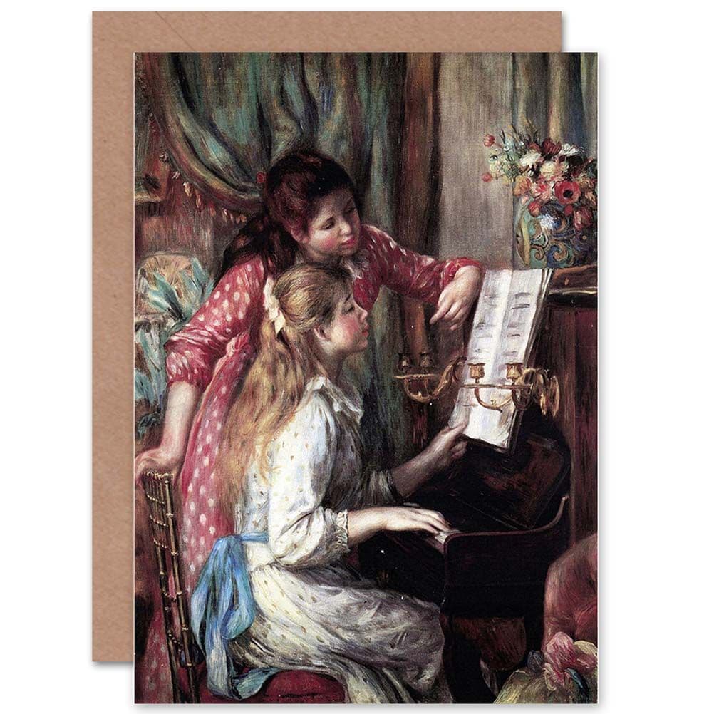 Pierre Auguste Renoir Young Girls At Piano Old Greetings Card