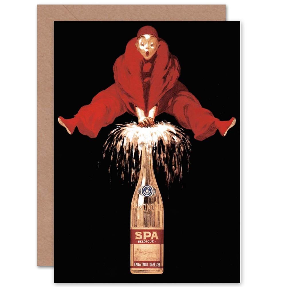 Spa Sparkling Table Water Belgium Clown Retro Ad Greetings Card