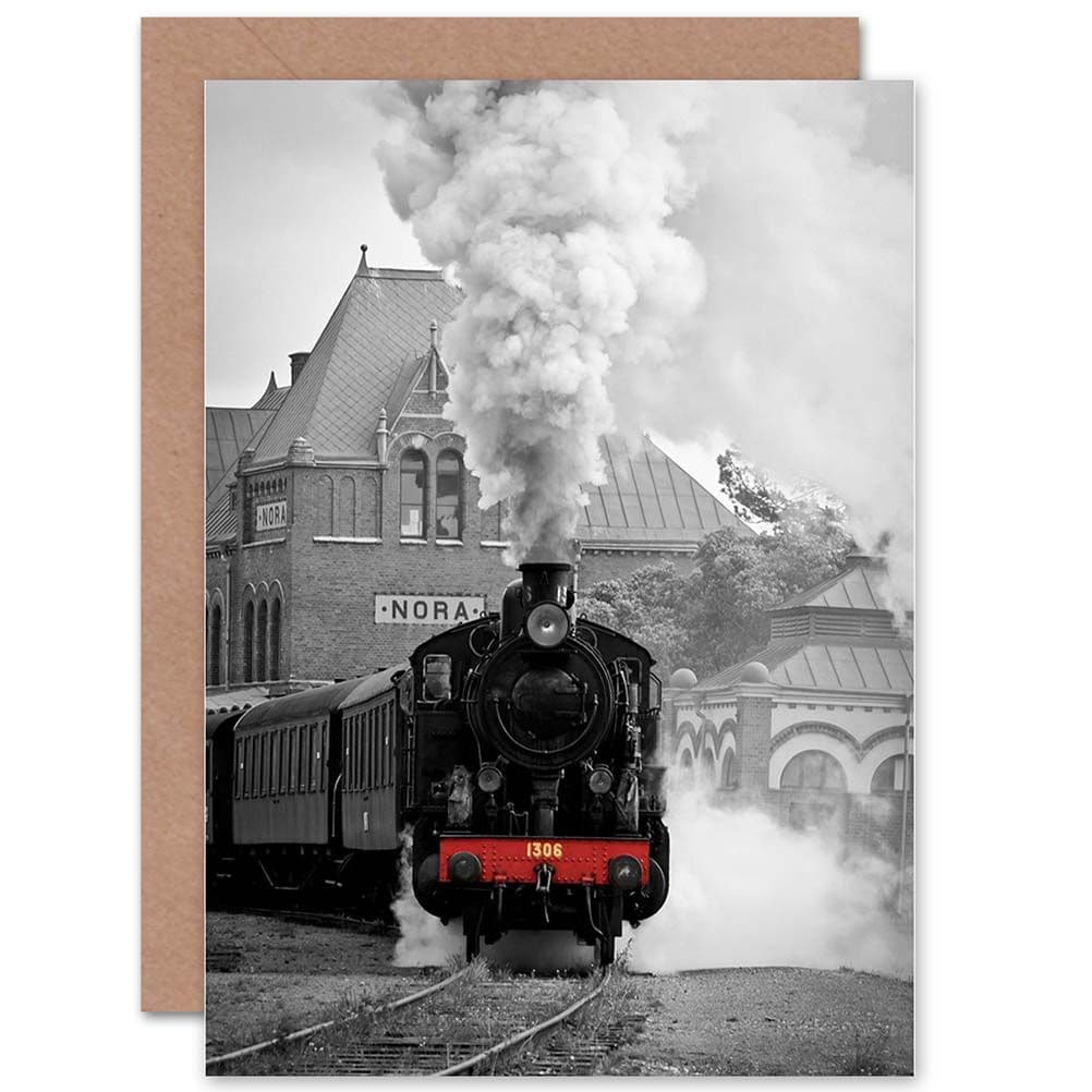 Steam Train Locomotive Transport Rail Photo Greetings Card