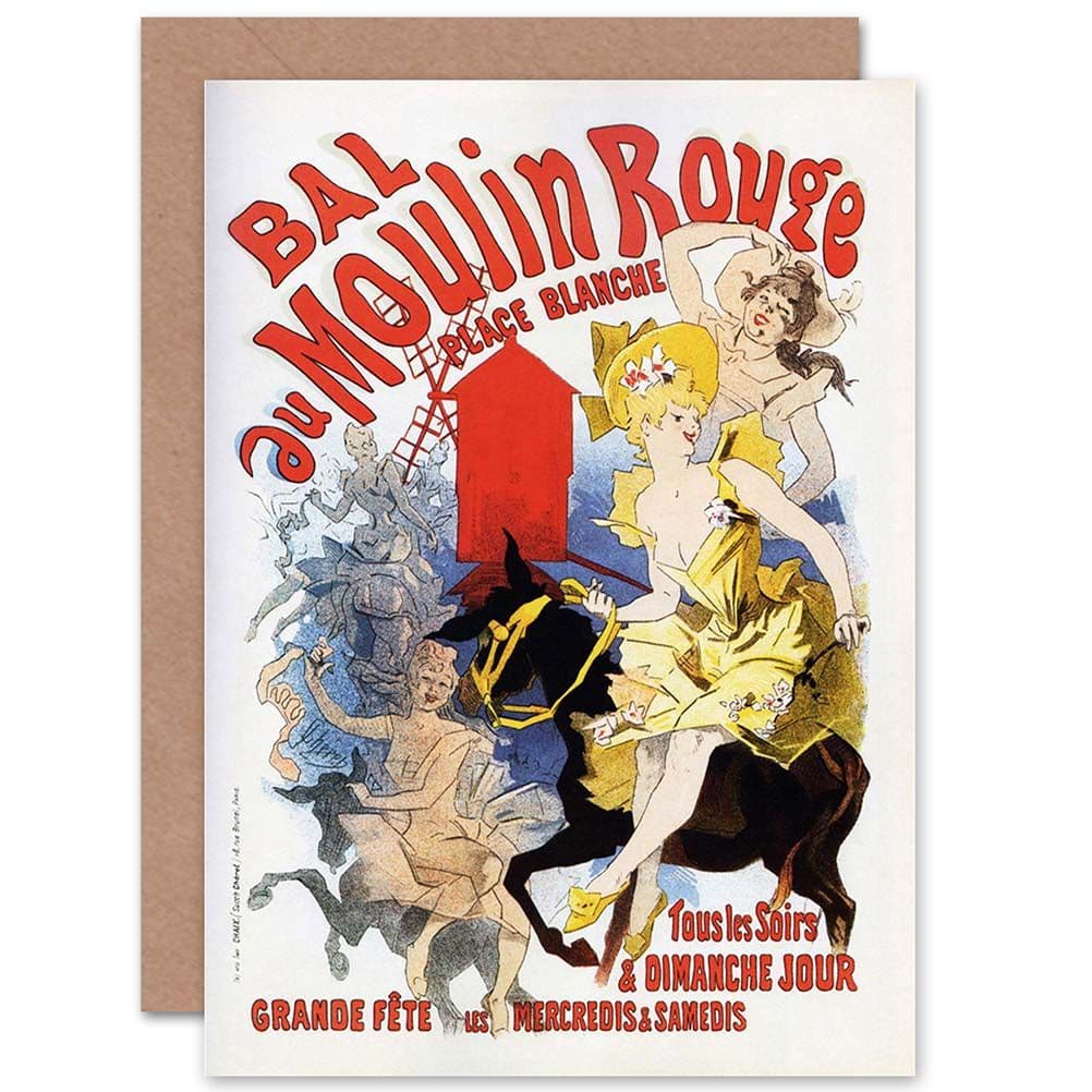 Theatre Cultural Moulin Rouge Paris France Windmill Dancing Greetings Card
