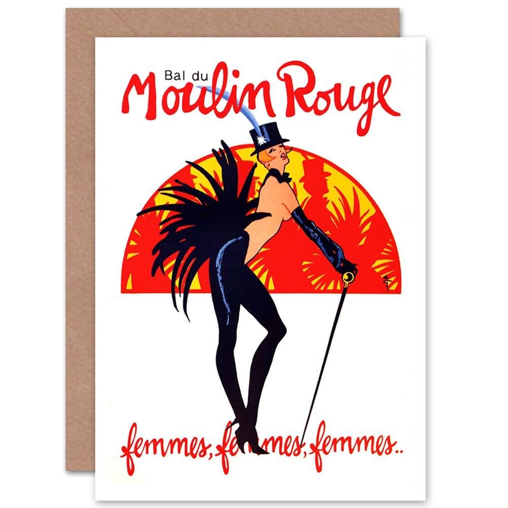 Theatre Stage Burlesque Moulin Rouge Ball Venue Paris Greetings Card