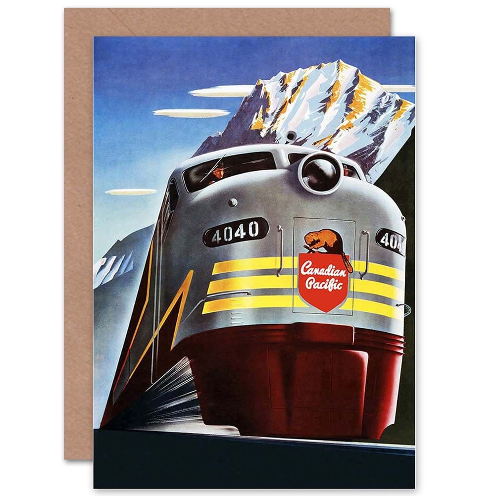 Transport Canadian Pacific Rail Mountain Canada Train Greetings Card