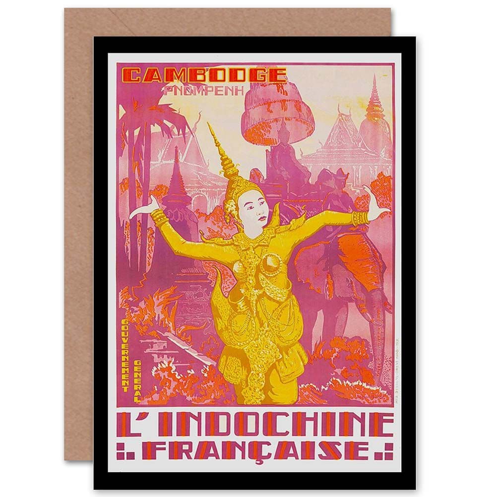 Travel Cambodia Indochina Angkor Elephant Dancer France Greetings Card