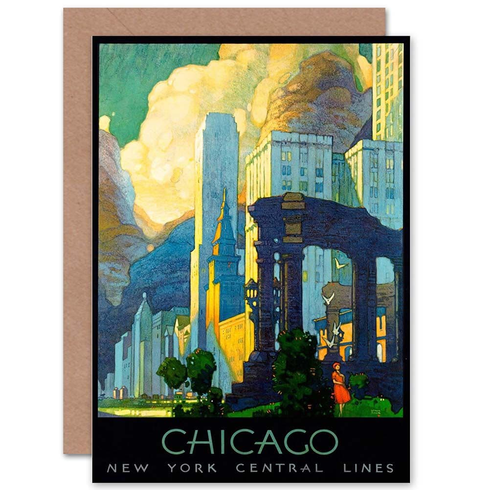 Travel Chicago Illinois Usa Cityscape Skyline Cloud Greetings Card