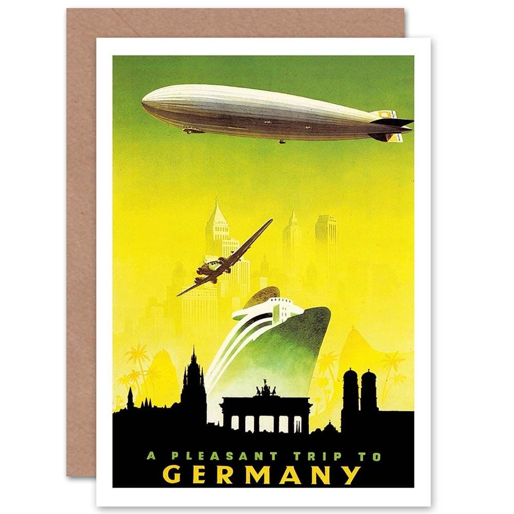 Travel Germany Boat Airship Zeppelin Plane Berlin Greetings Card