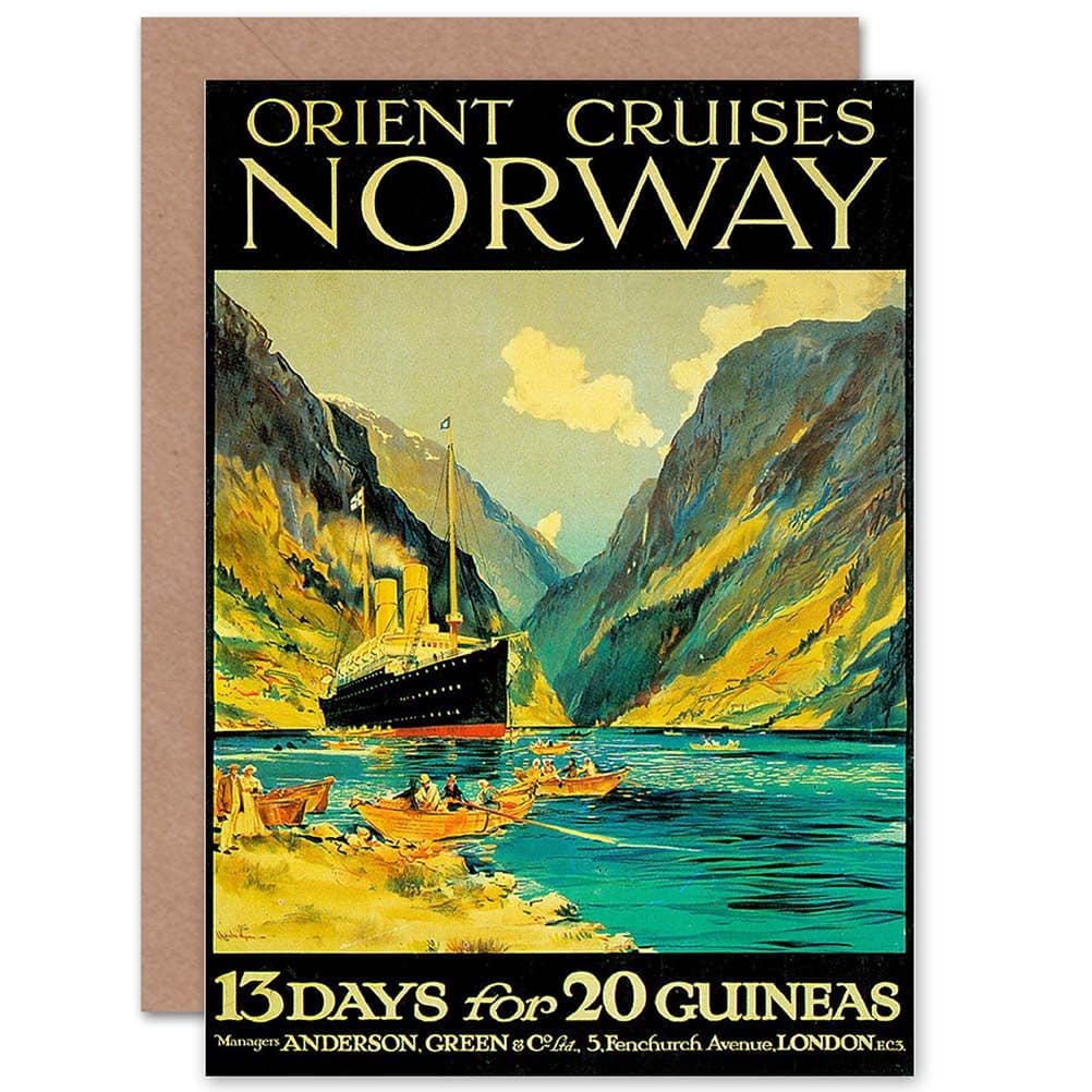 Travel Orient Cruises Norway Fjord Ship London Uk Greetings Card