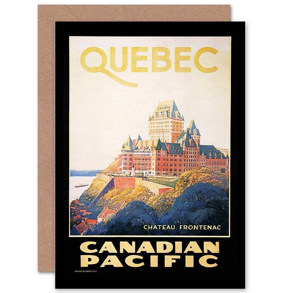 Travel Quebec Canada Canadian Pacific Chateau Frontenac Greetings Card