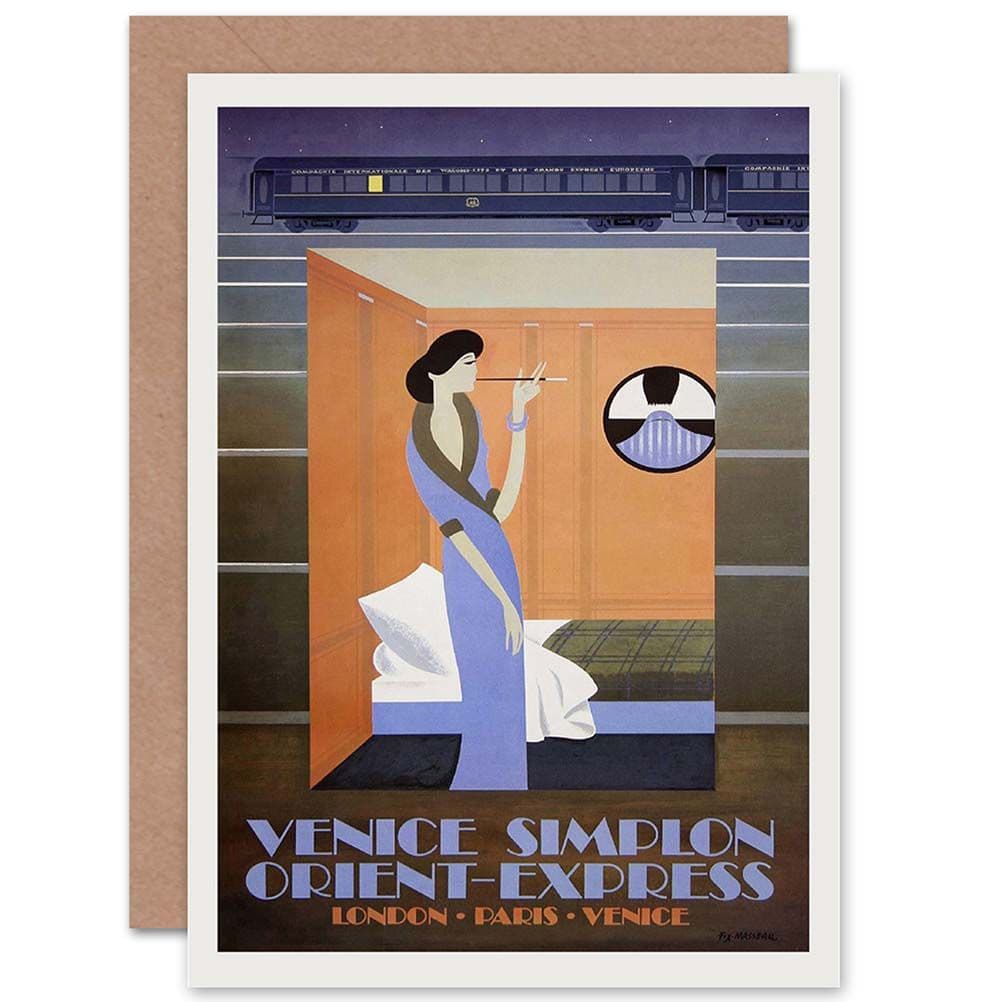 Travel Rail Train Orient Express Venice London Paris Greetings Card