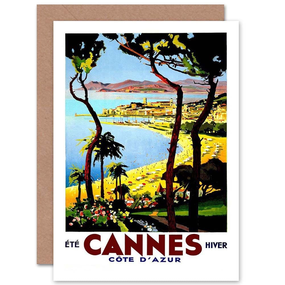 Travel Cannes Cote DAzur Beach Film Festival Francead Greetings Card