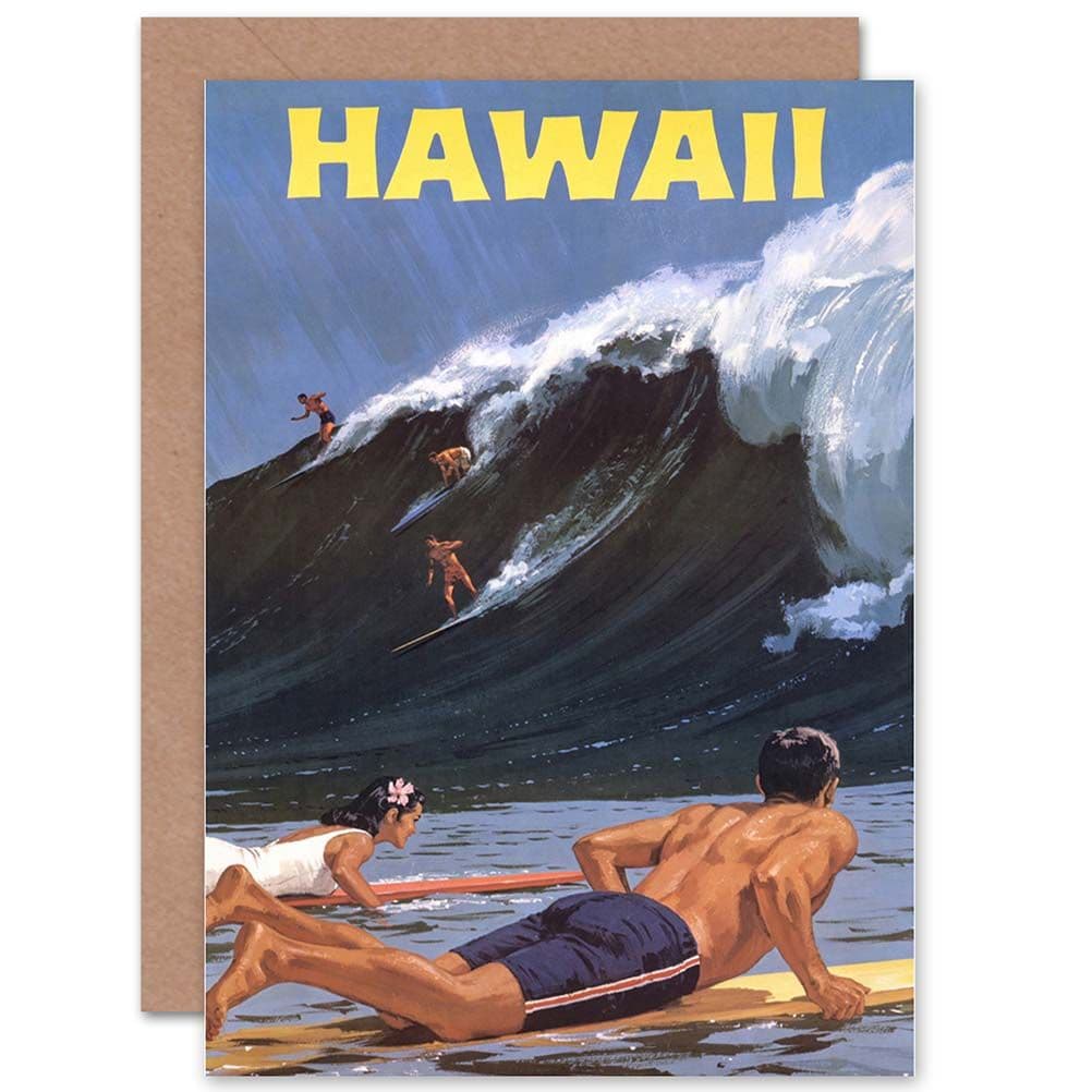 Travel Tourism Hawaii Usa Surf Ocean Wave Greetings Card