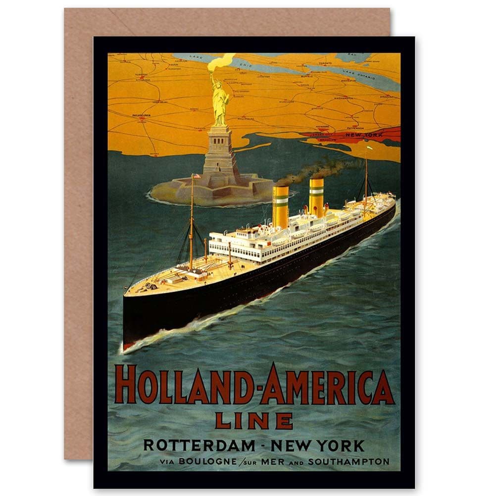 Travel Holland America Line Ship Ocean New York Greetings Card
