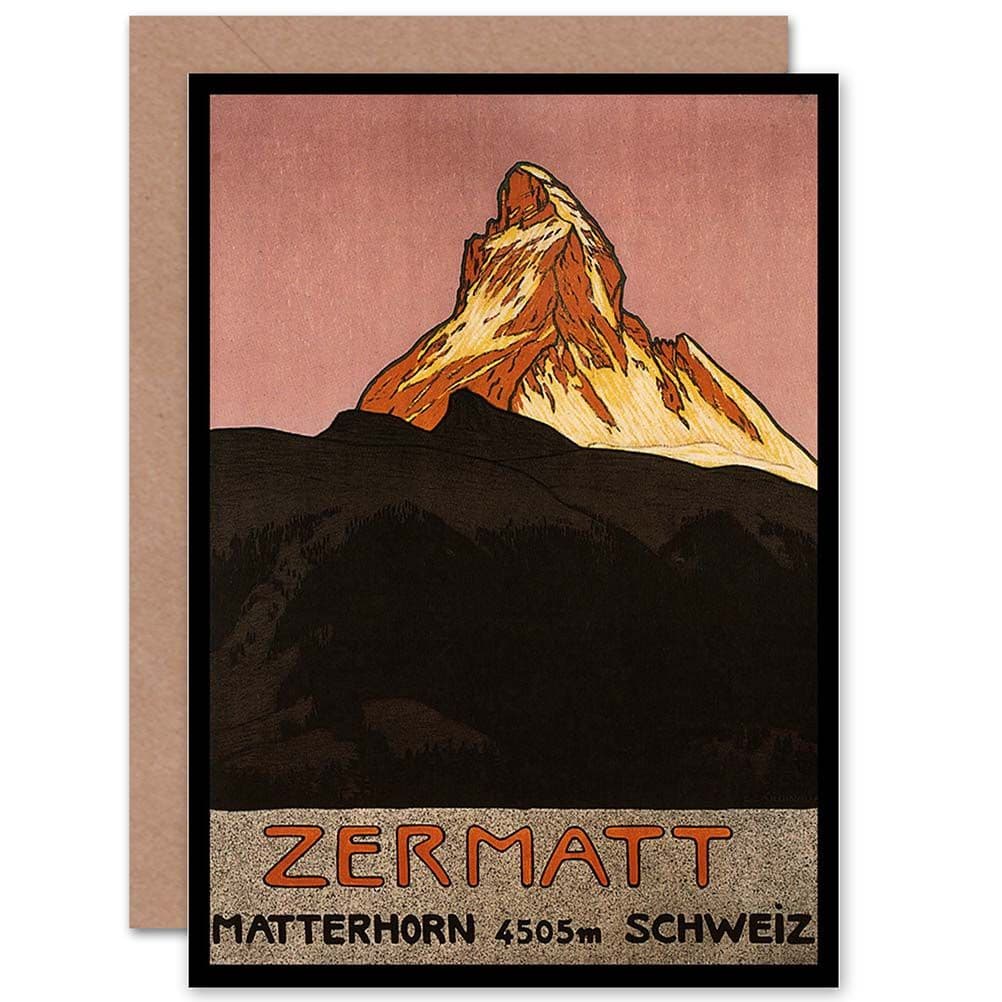 Travel Matterhorn Mountain Zermatt Switzerland Alpine Snow Greetings Card