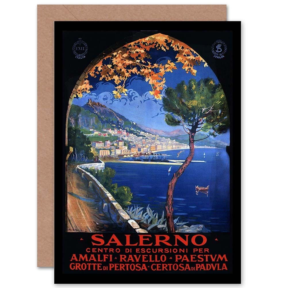 Travel Salerno Mediterranean Italy Advertising Birthday Greetings Card