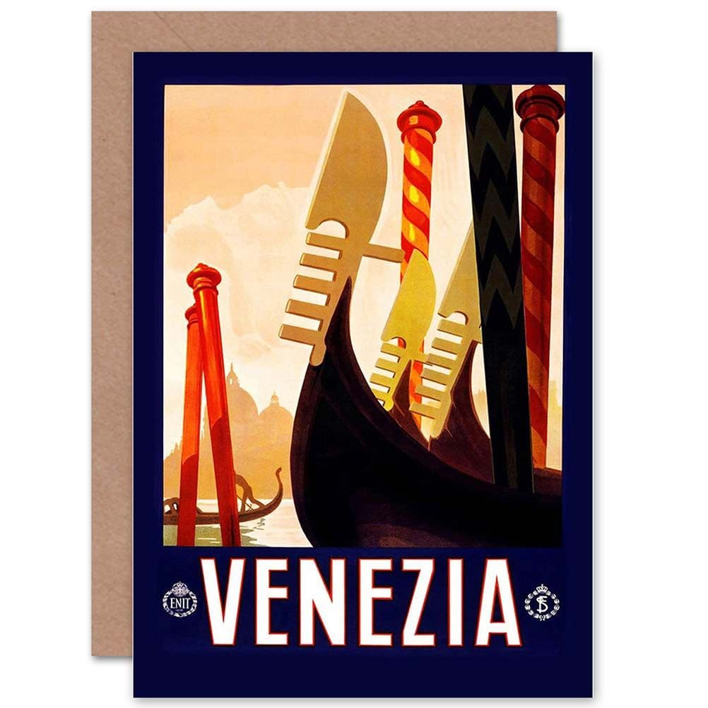 Travel Venice Italy Gondola Canal Advertising Birthday Greetings Card