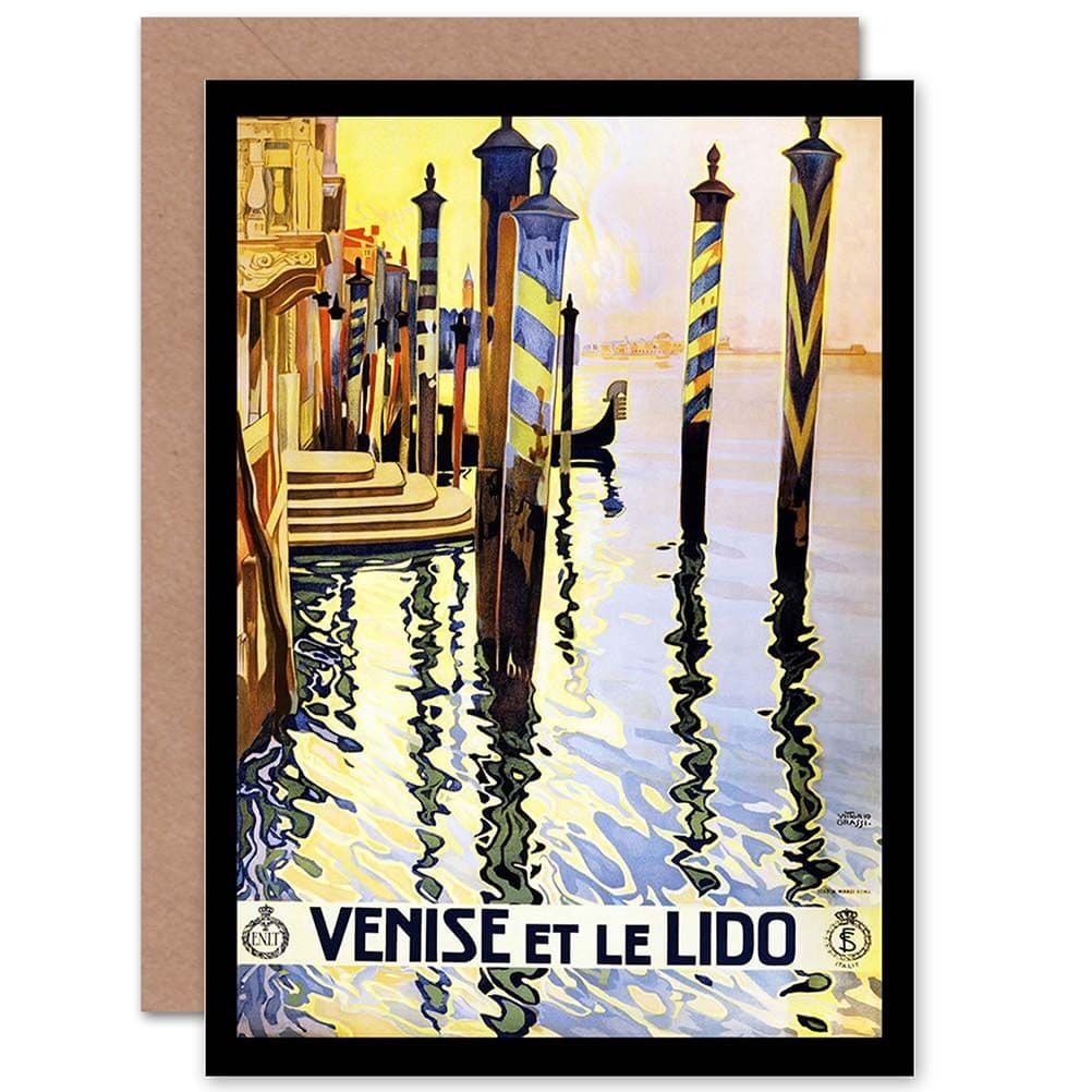 Travel Venice Italy Canal Gondola Advert Birthday Greetings Card