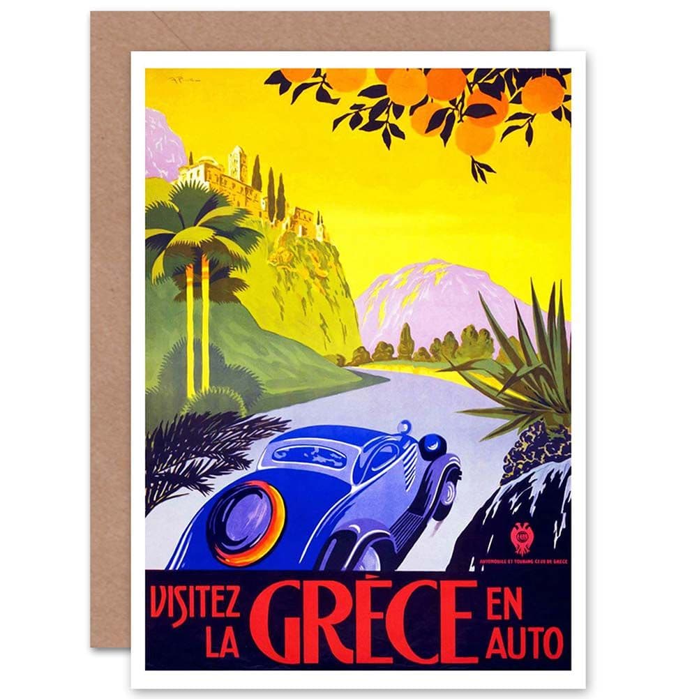 Travel Visit Greece Car Sun France Birthday Greetings Card