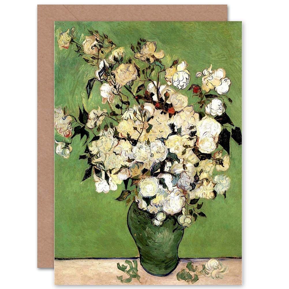 Vincent Van Gogh Vase Roses 1890 Old Master Greetings Card