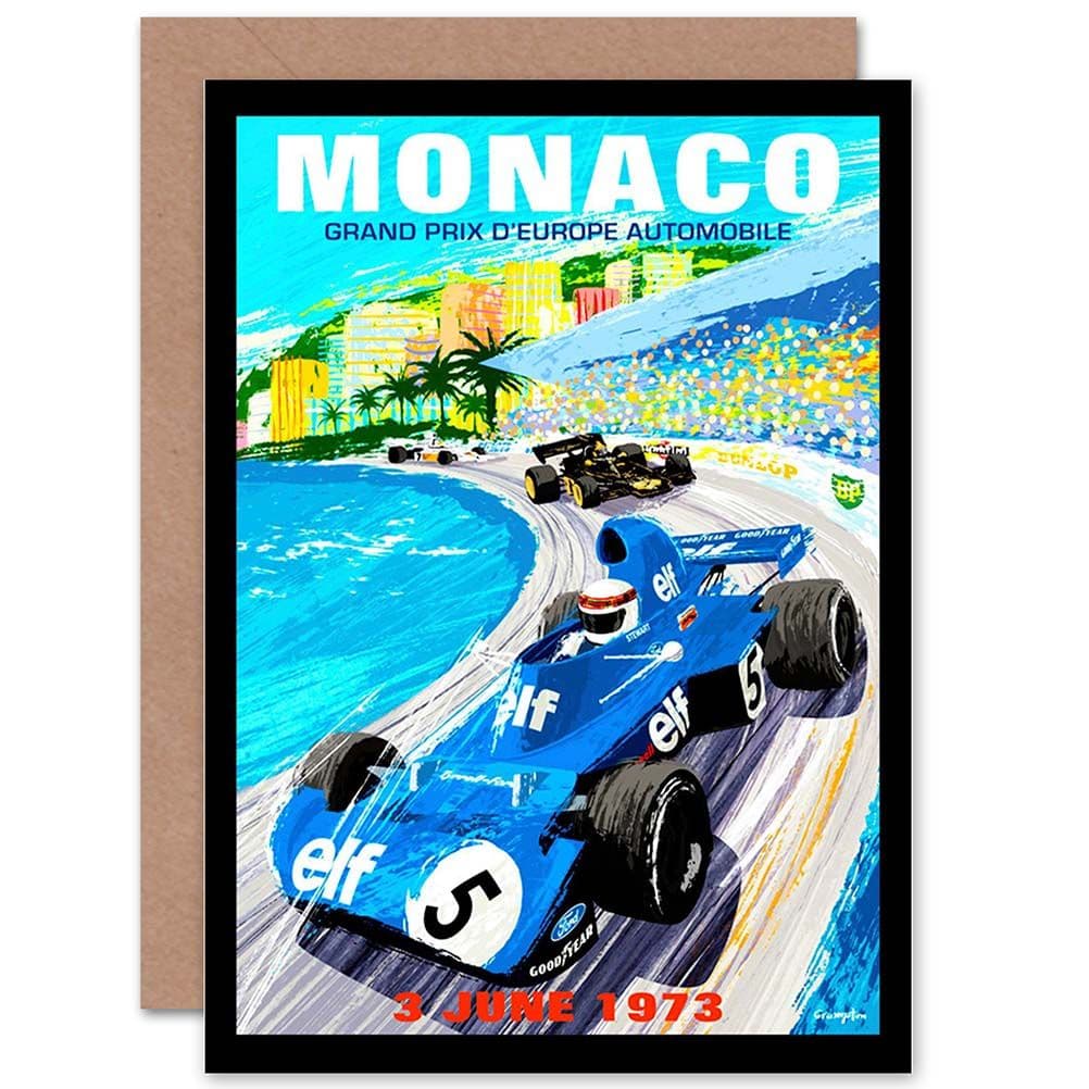 Vintage Advert Motor Sport Monaco Grand Prix 1973 Greetings Card