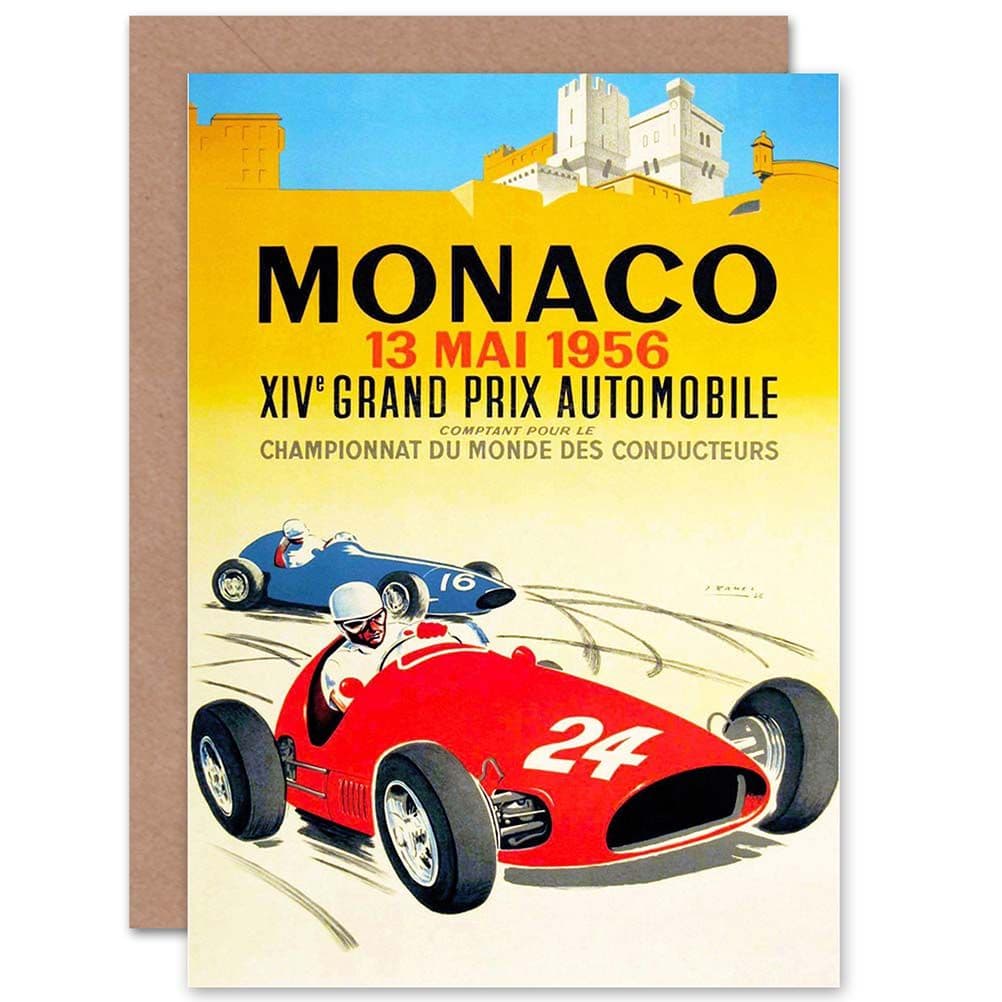 Vintage Advert Transport Grand Prix Monaco 1956 Greetings Card