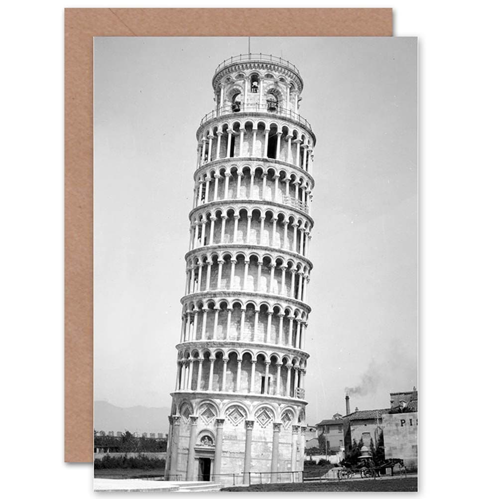 Vintage Photo Architectural Leaning Tower Pisa Italy Greetings Card