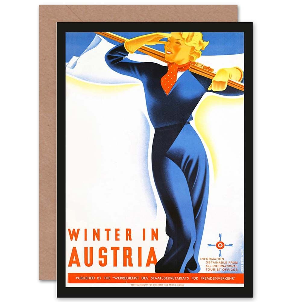 Vintage Travel Winter Austria Sport Ski New Greetings Card