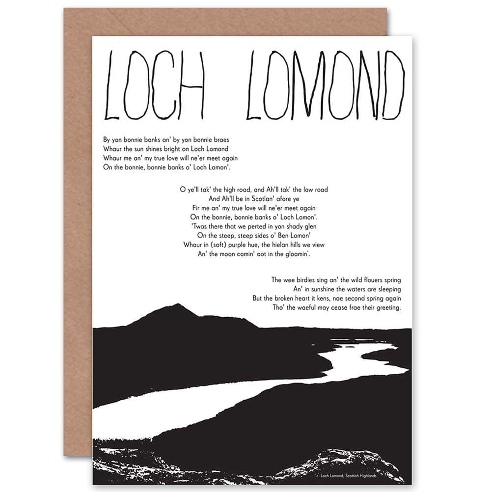 Traditional Scottish Song Lyrics Loch Lomond Greetings Card