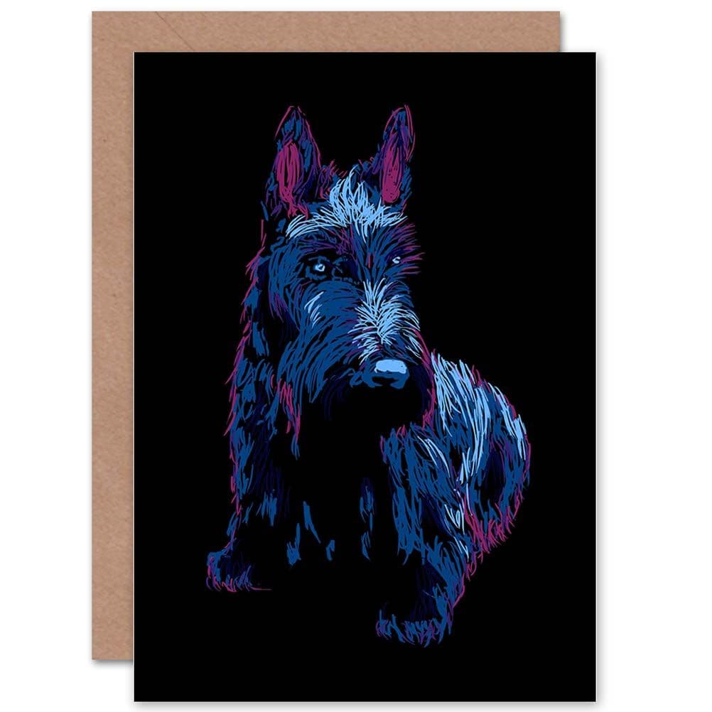 Painting Scottish Terrier Dog Scottie Cute Scotland Greetings Card