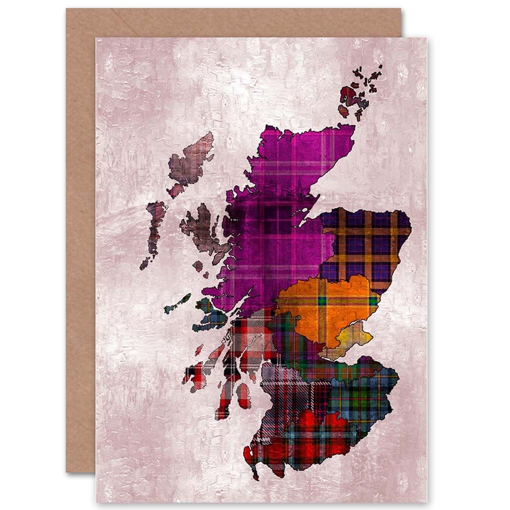 Scotland Tartan Map Greetings Card