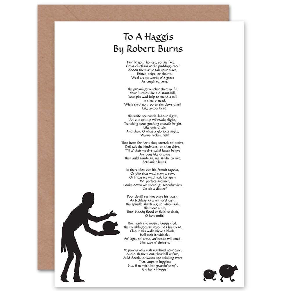 Robert Burns Poem Lyrics To A Haggis Scotland Greetings Card