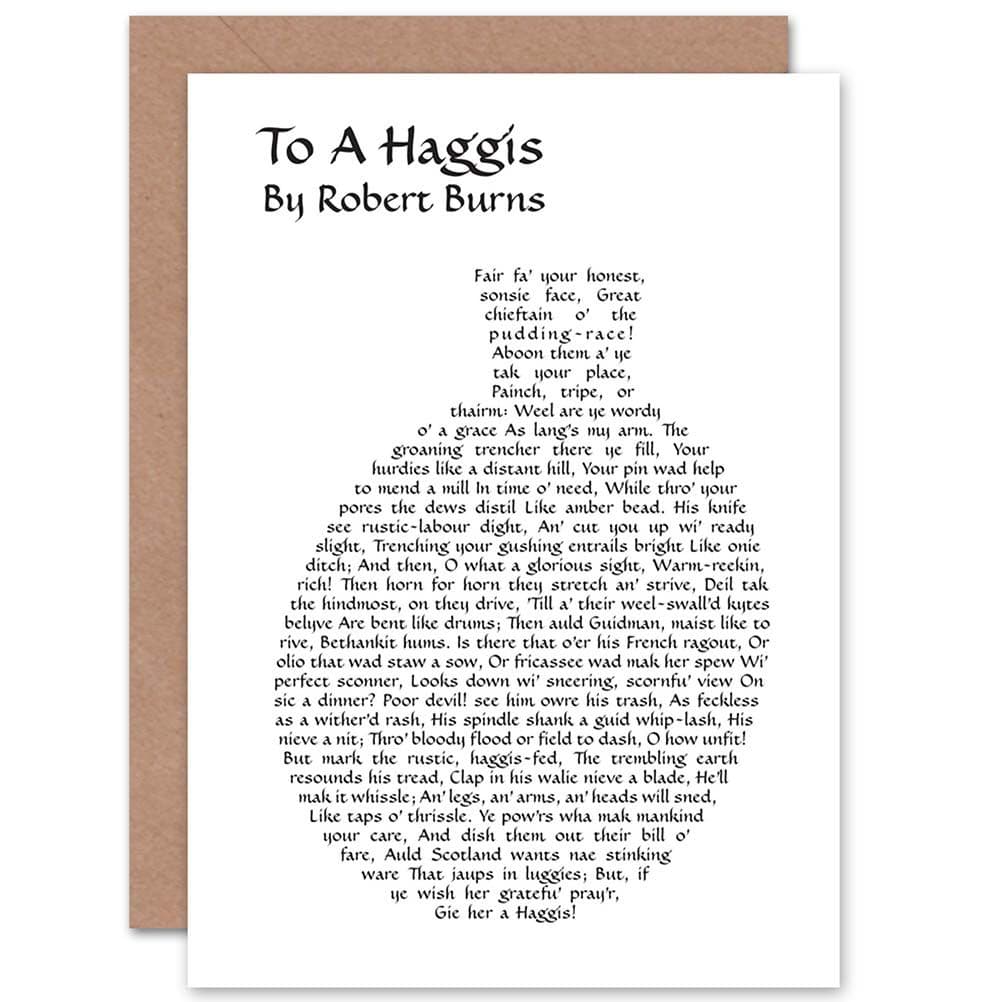 Robert Burns Poem Lyrics To A Haggis Scotland Greetings Card