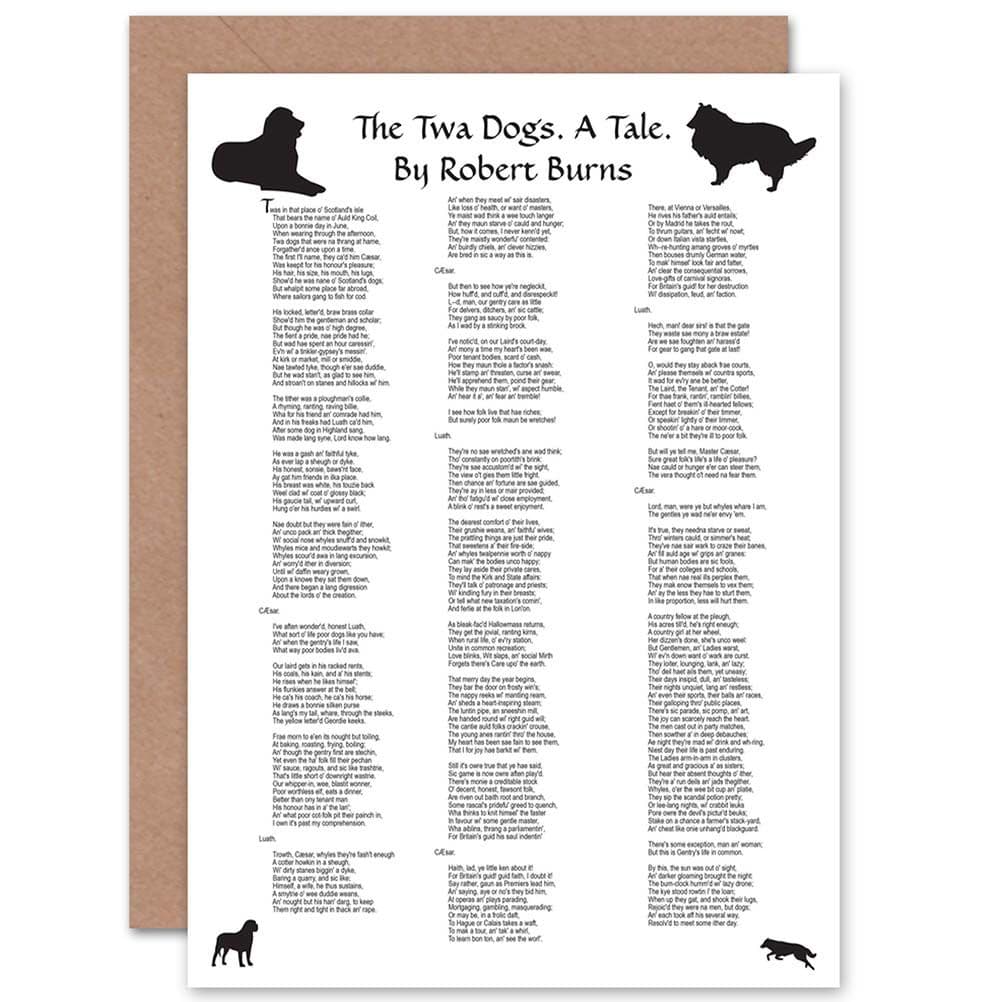 Robert Burns Poem Lyrics Twa Dogs Scotland Greetings Card