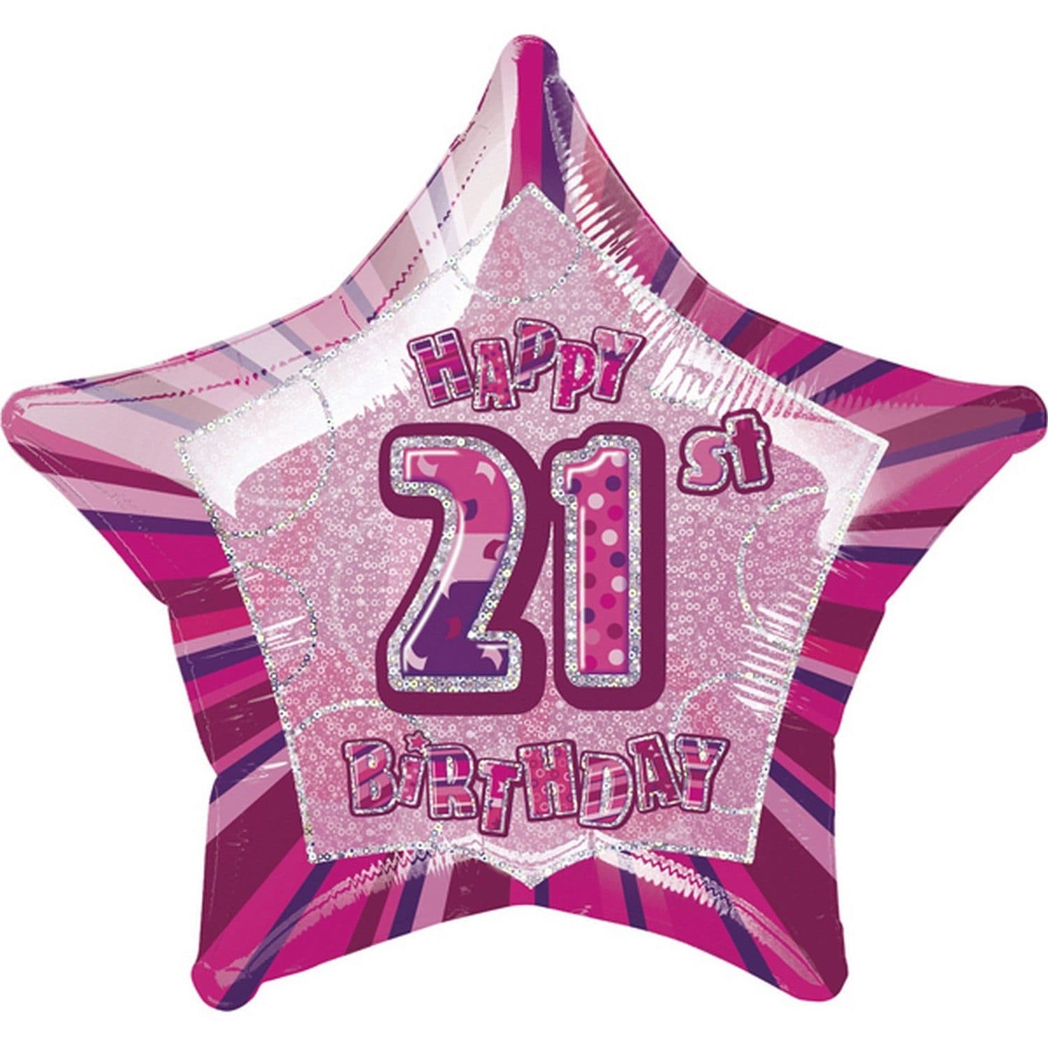 Happy 21st Birthday Star Foil Balloon