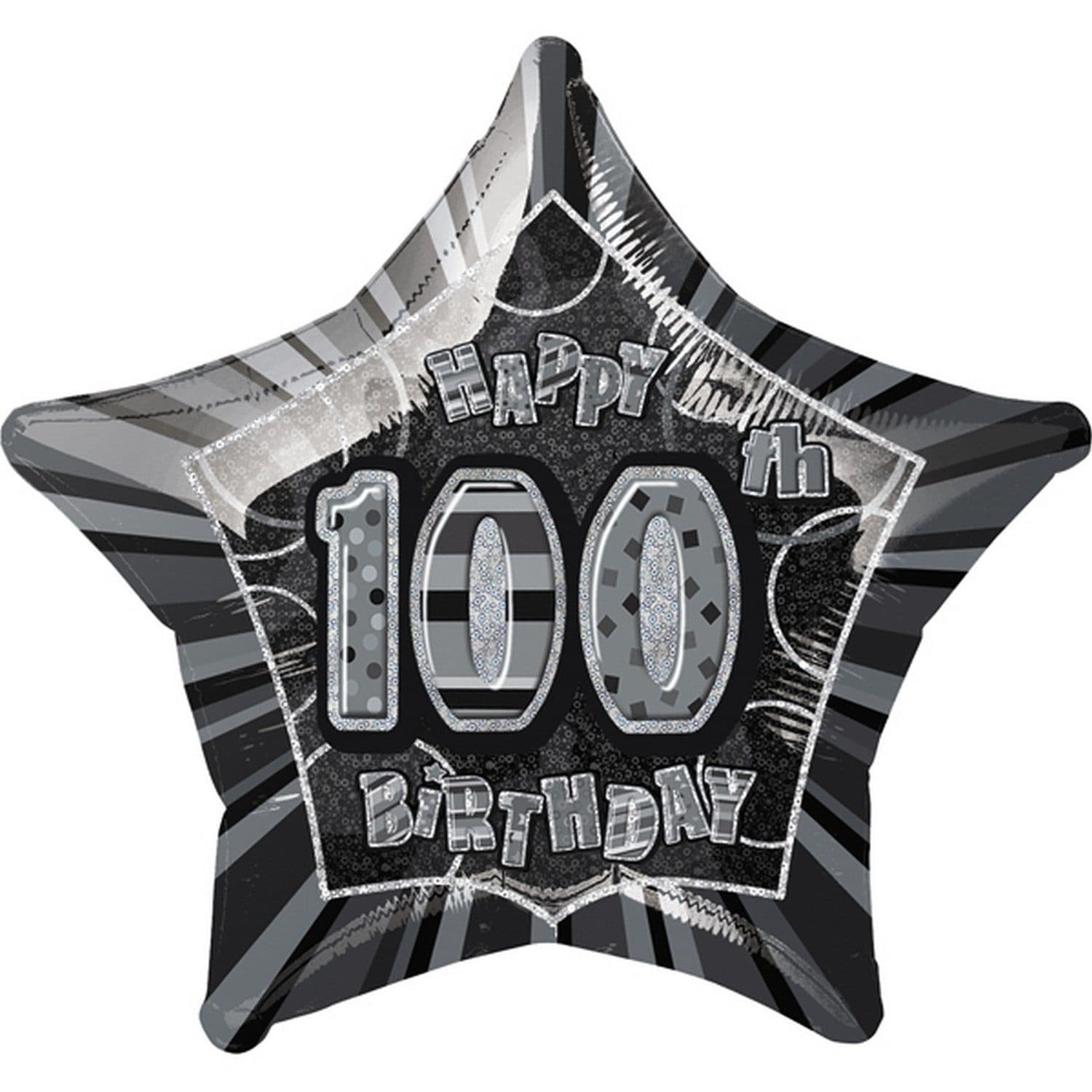 20 Inch Happy 100th Birthday Star Foil Balloon