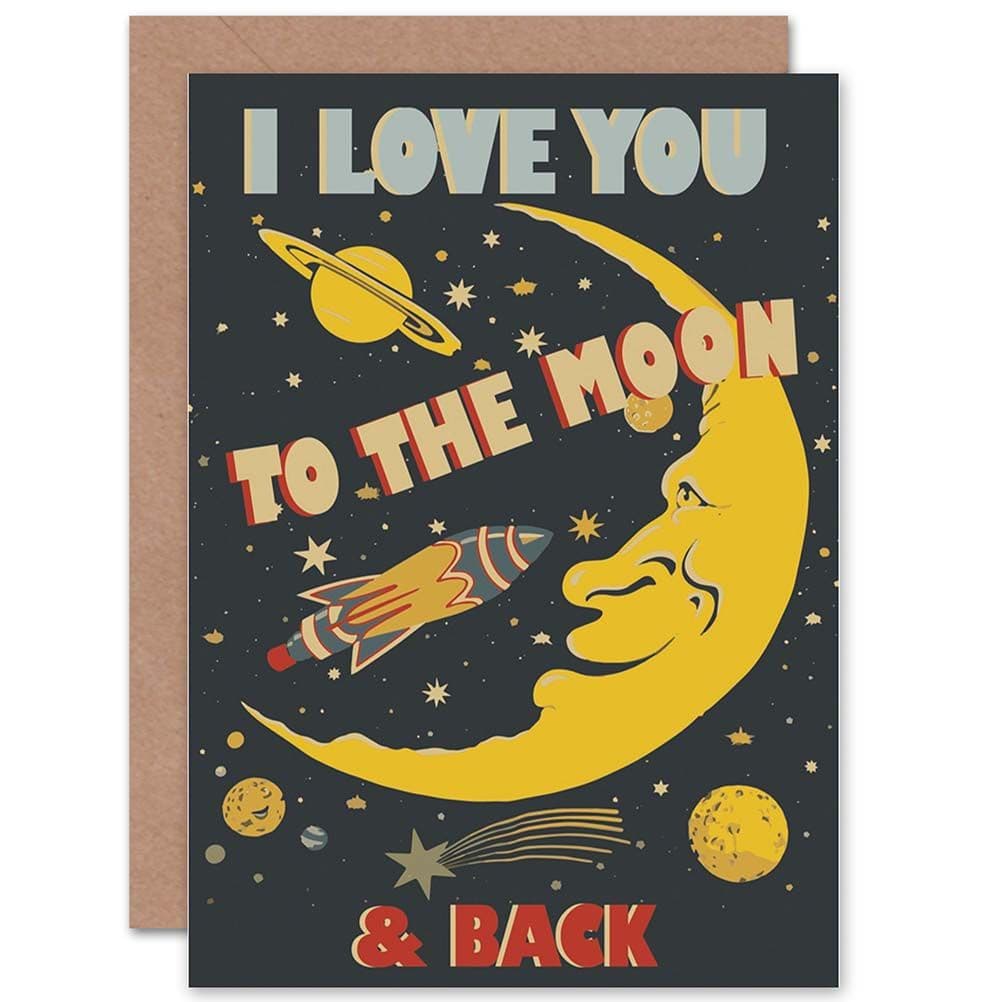 Love To Moon Back Greetings Card