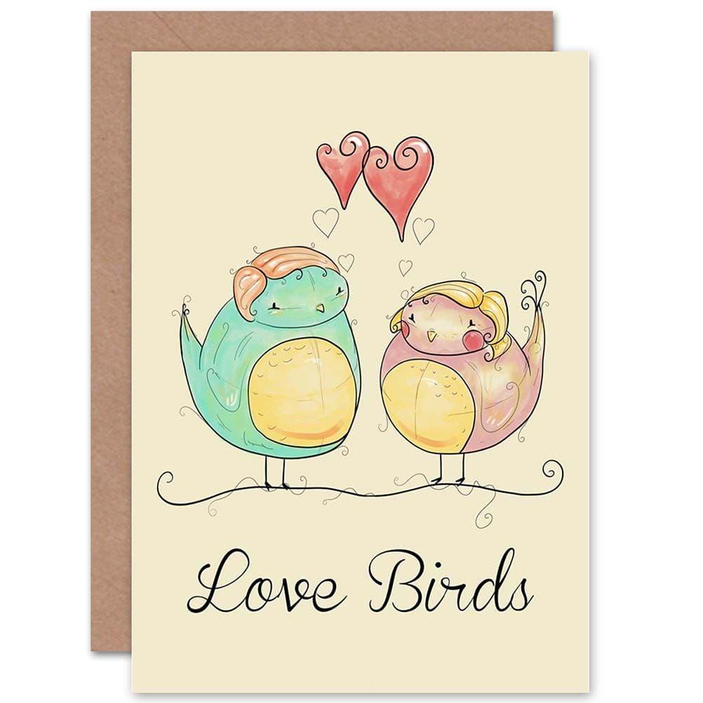 Cartoon Love Birds Greetings Card
