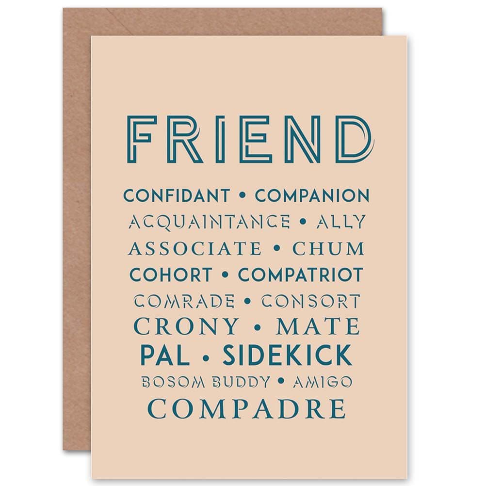 Best Friend Crony Pal Mate Words Greetings Card
