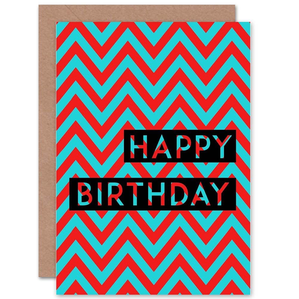 Zig Zag Birthday Red Greetings Card