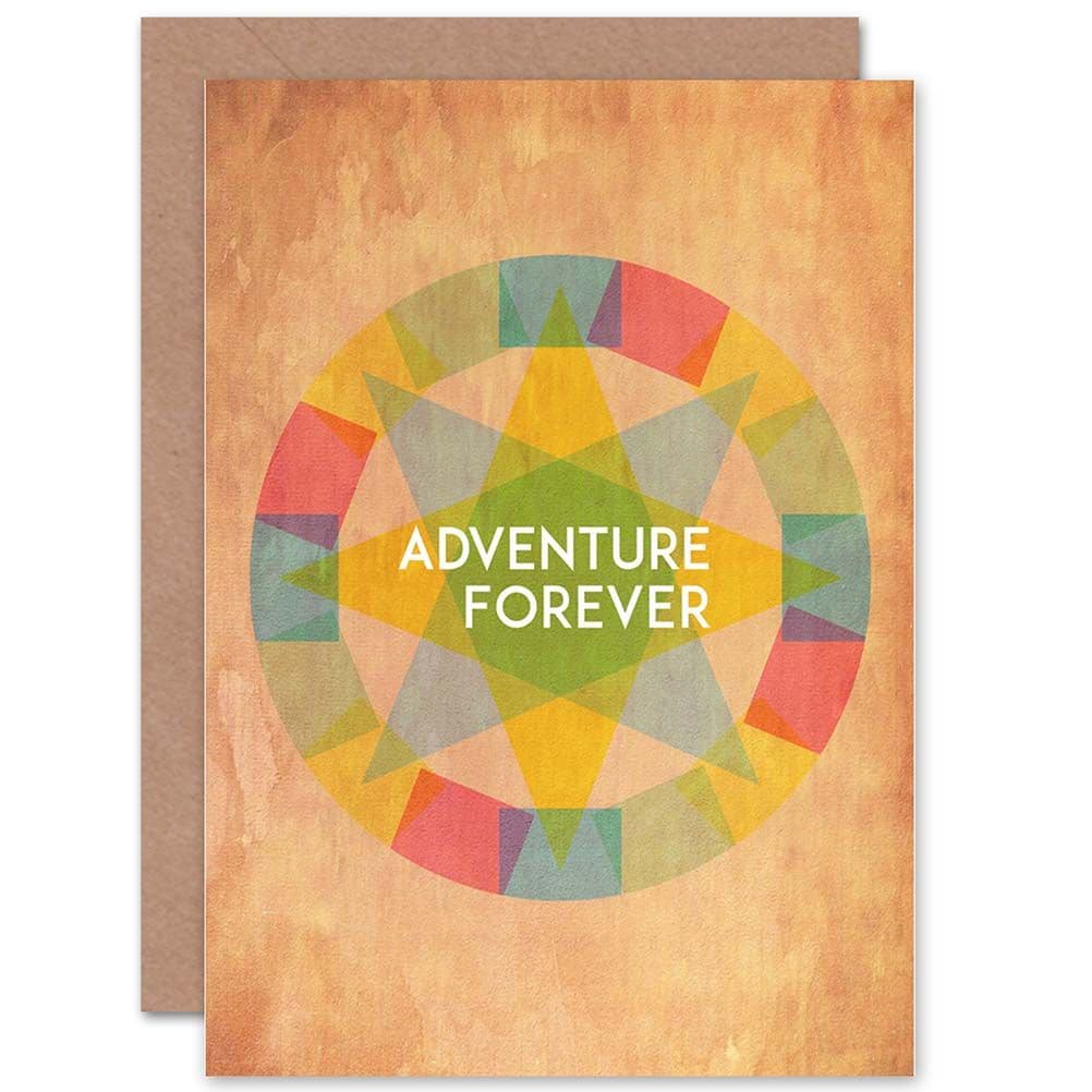 Adventure Forever Travelling Leaving Multi Coloured Art Greetings Card