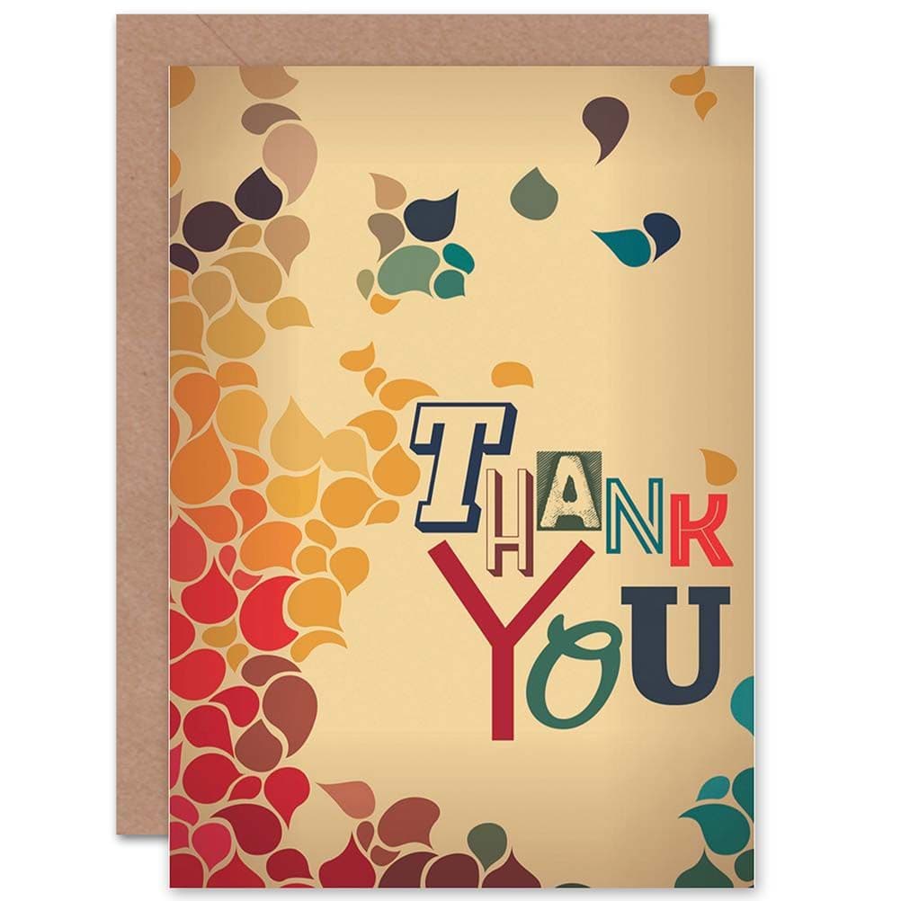 Thank You Colourful Leaf Pattern Greetings Card
