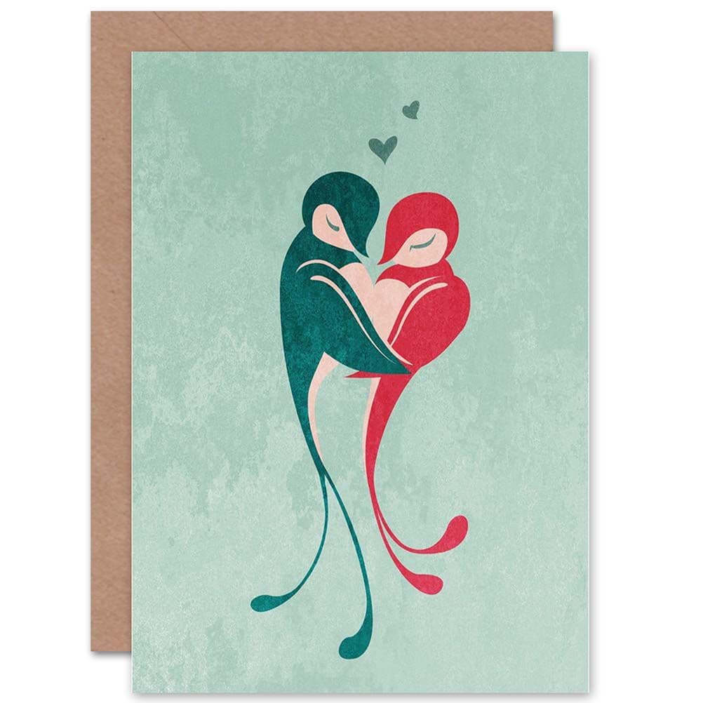 Love Birds Embrace Hearts Texture Greetings Card