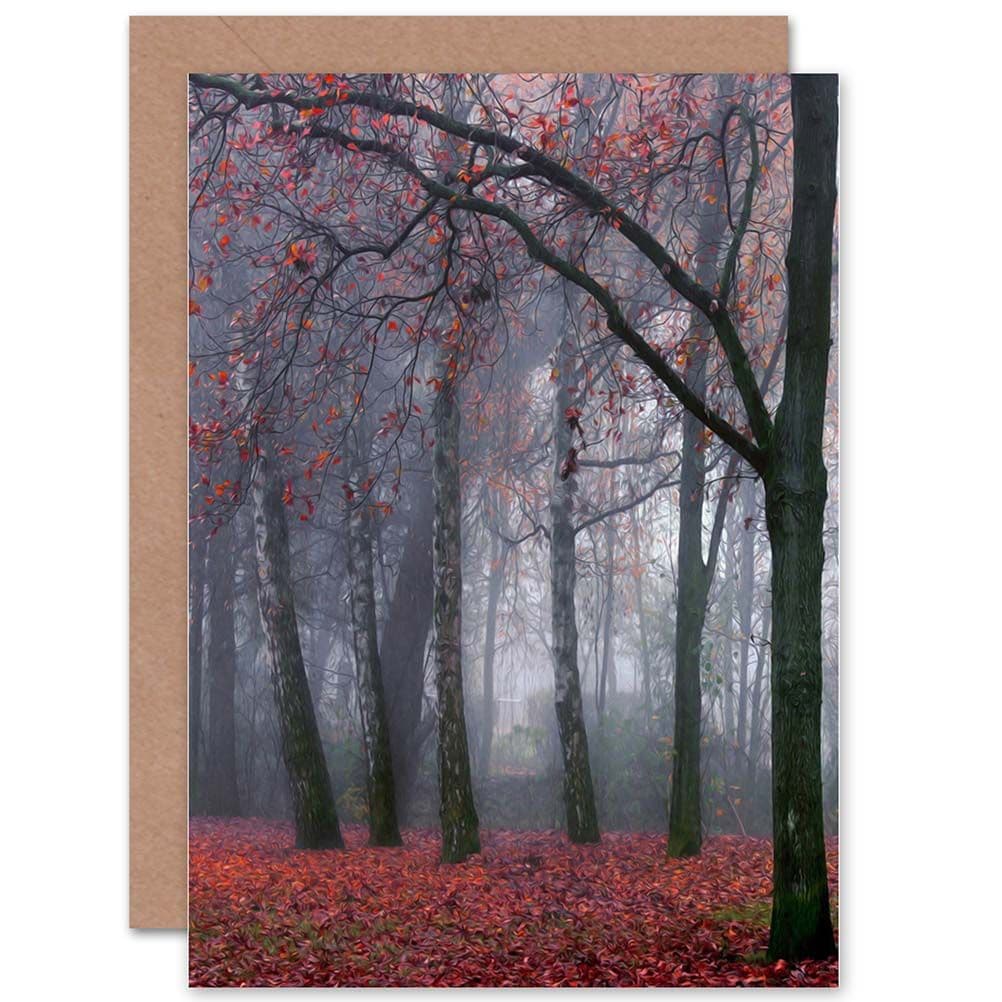 Birthday Painting Autumn Forest Scene Greetings Card