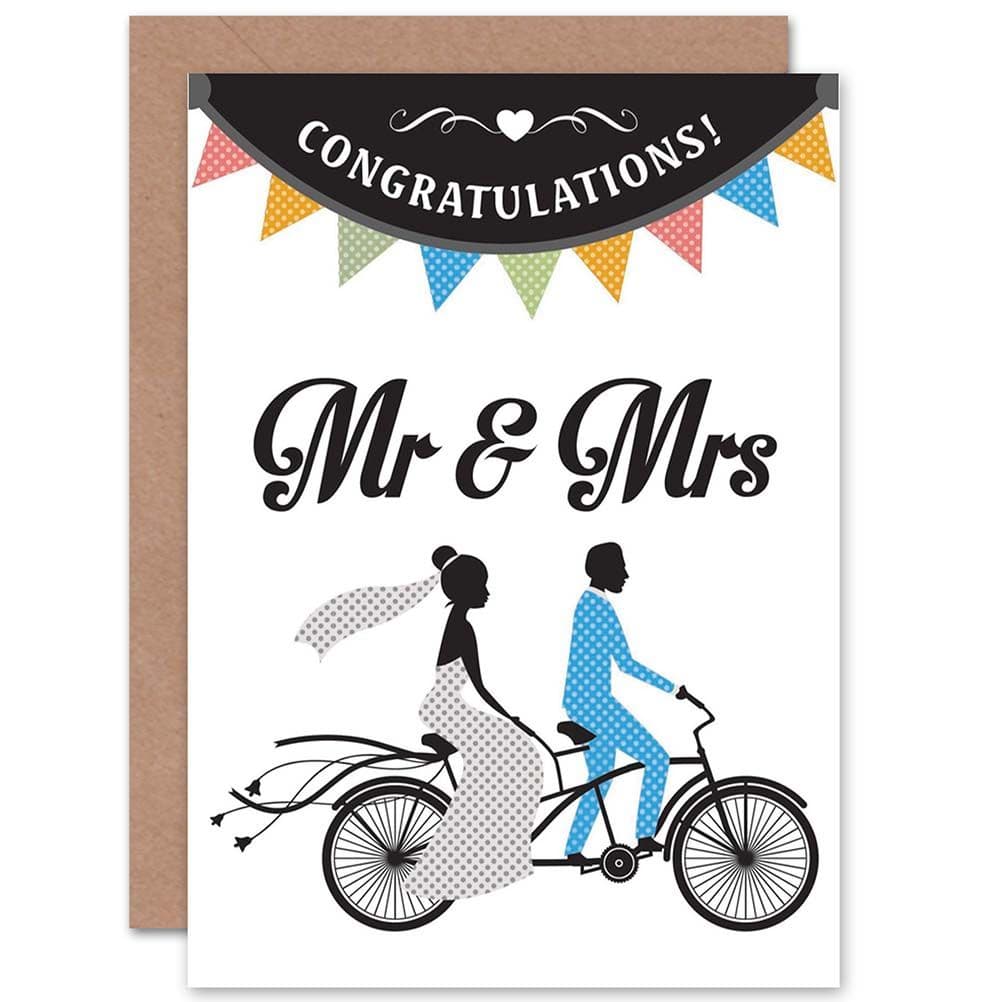 Wedding Mr Mrs Tandem Marriage Fun Greetings Card