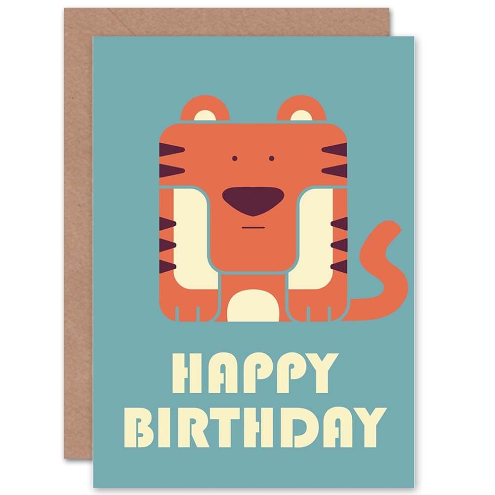 Birthday Child Kids Boys Tiger Dark Greetings Card